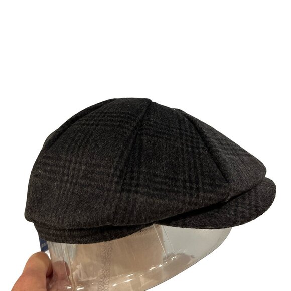 Pan PacSight  Hat Mens M/L Newsboy Golf Wool Blend Gray Plaid Driving Cabbie - Picture 1 of 9